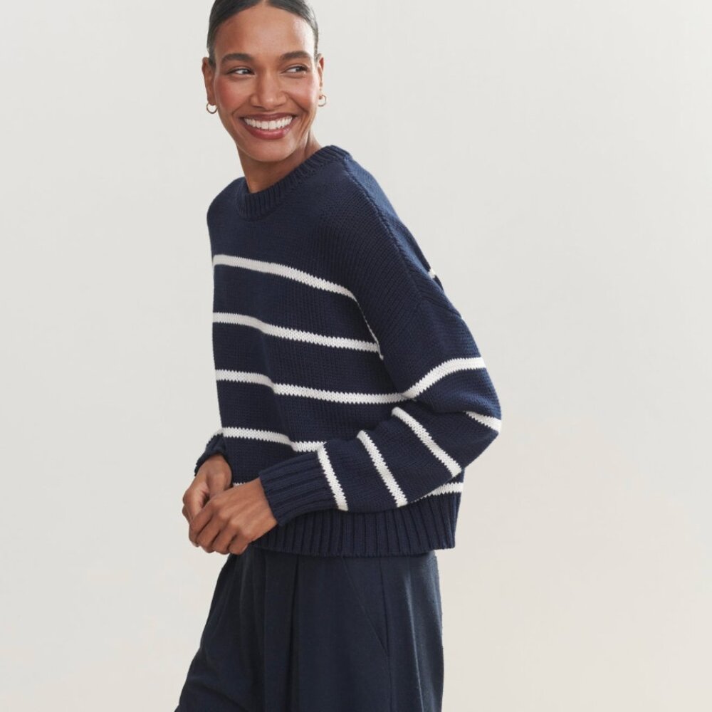 Jenni Kayne Chloe Crewneck Navy Stripe